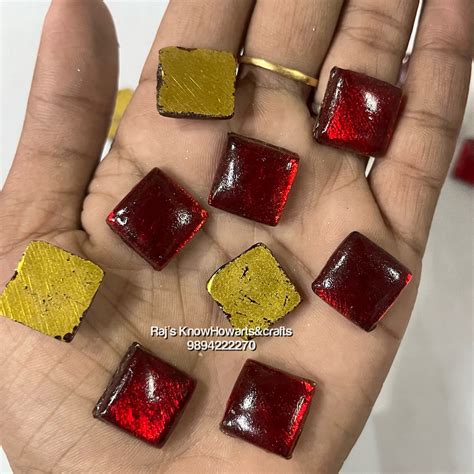 5x3 Red Gobi Tanjore Painting Jaipur Kundan stones-100 stones in a pack ...