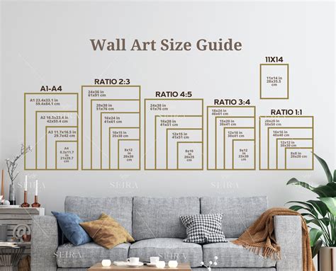 Wall Art Size Guide Standard Frame Sizes Guide Living Room - Etsy ...