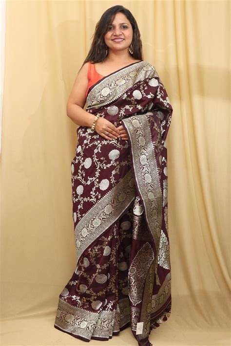 Elegant Brown Banarasi Silk Saree