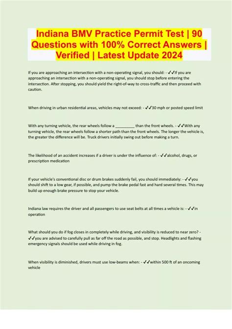 Practice Permit Test Indiana