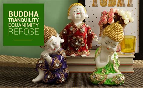Buy TIED RIBBONS Resin Buddha Statue Idol, Standard, Multicolour, 1 ...