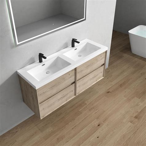 BV Better Vanity Kingdee 60-in Light Oak Double Sink Floating Bathroom ...