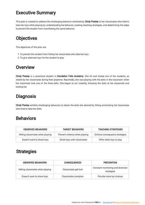 Behavior Support Plan Template 的图像结果