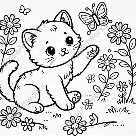 10 Cute Kitten Coloring Pages – Perfect for Kids and Cat Lovers - Etsy