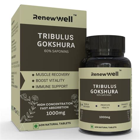Renewwell Tribulus Gokshura 60 Tablets 1000mg Tablets | Highest 60% ...