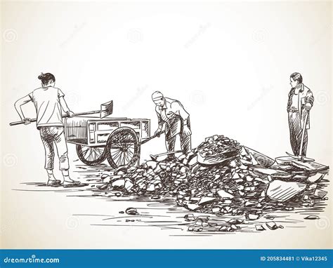 Man Shoveling Coal Into A Furnace Vector Illustration | CartoonDealer.com #227591574