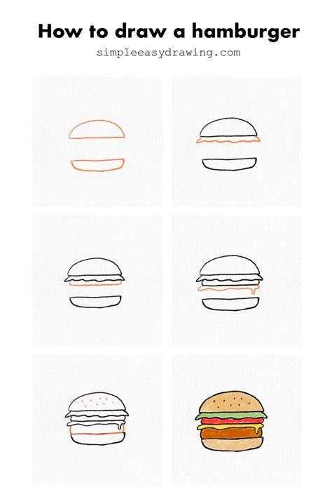 How to draw a hamburger step by step | Simple Easy Drawing - Simple ...