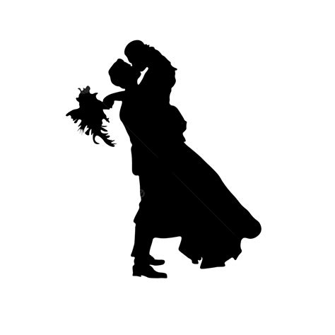 Couple Bride And Groom Kissing Wedding Silhouette With Romatic Pose Clipart Transparent ...