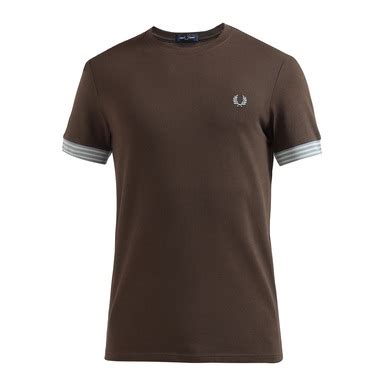 Buy Fred Perry Men Brown Striped Cuff T-shirt for Men Online | The ...