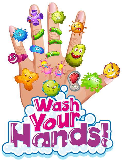 Download wash hands poster with virus cells on human hand for free ...