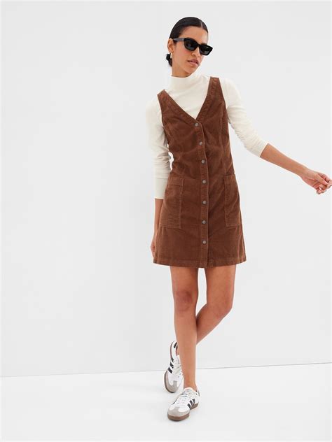 Gap Corduroy Mini Dress Sable Brown | Corduroy dress outfit, Corduroy ...