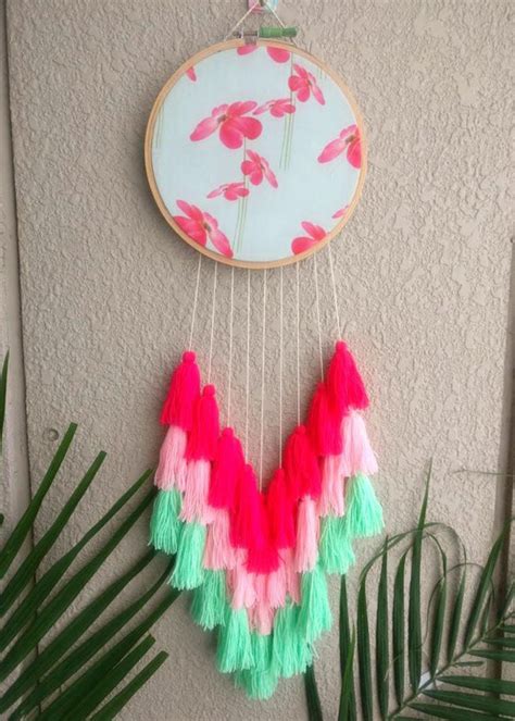 Get Floral Print Three-Tone Pastel Tassel Dream Catcher at ₹ 799 | LBB Shop