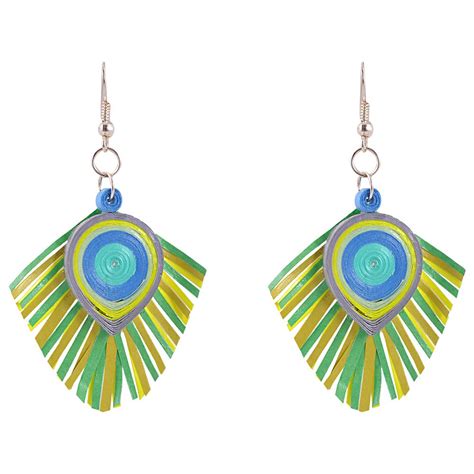 Kaagitham Shades of green and blue peacock feather quilled paper ...