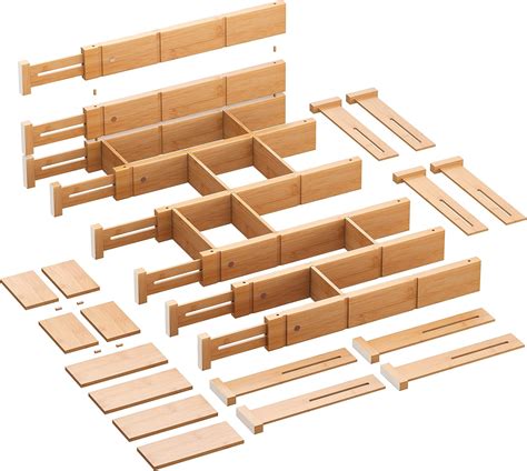 Buy Bamboo Drawer Dividers with Inserts , Kitchen Adjustable Drawer ...