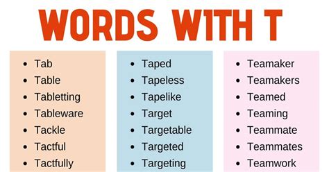 Mots Qui Commencent Par T | Chtoby Pomnili