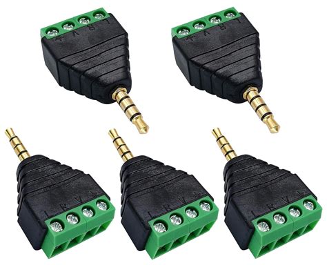 AAOTOKK 4 Pole 3.5mm Screw Terminal 3.5mm (1/8) Stereo TRRS Audio Male ...