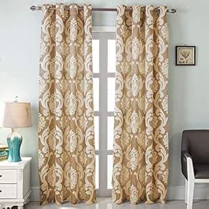 Buy NAPEARL Damask Curtains for Living Room, Gothic Jacquard Curtain ...