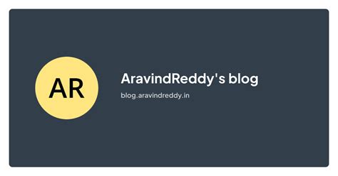 AravindReddy's blog