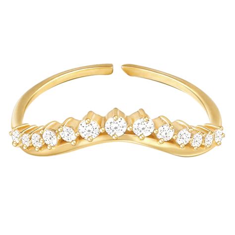 GIVA 925 Sterling Silver Gold Curved Crown Ring, Adjustable | Gifts for ...