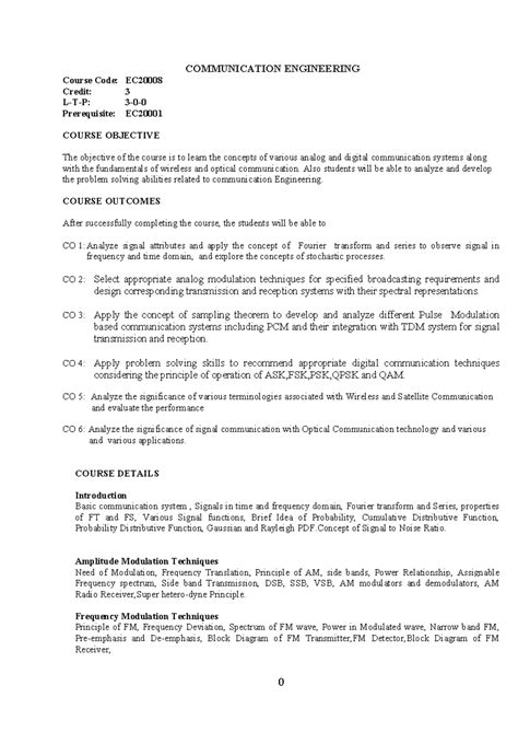 CE EC 2000 8- Course Objective - 0 COMMUNICATION ENGINEERING Course ...