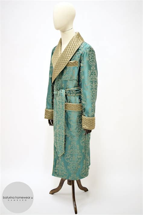 Floral Men's Dressing Gown and Paisley Silk Smoking Jacket with Classic ...
