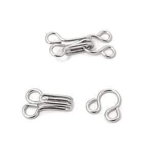 M2 Look 17mm Silver Metal Rust Proof Hook and Eye Closures Sewing Hooks ...