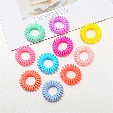 10Pcs Candy Colors Spiral Hair Ties Plastic Elastics Hair Ties No ...