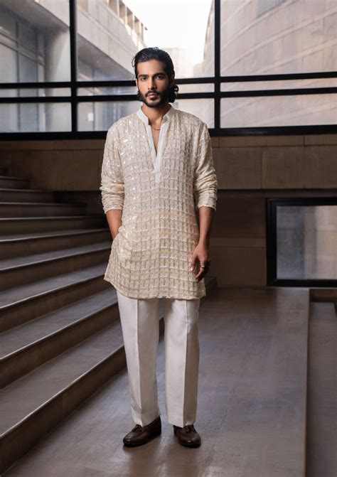 Rajkumar Rao in Ivory Checkered Kurta Set – Seeaash