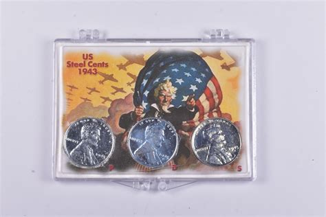 High Grade 1943 P D S Complete Set Lincoln Wheat STEEL WWII 'Silver ...