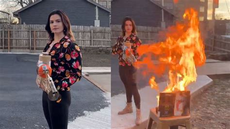 Republican Valentina Gomez burns LGBTQ books with flamethrower