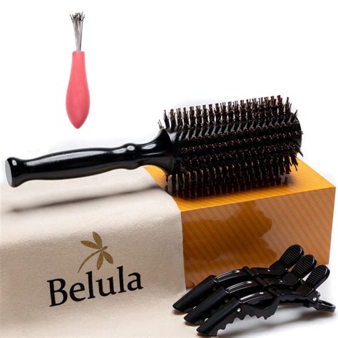 Amazon.com : Boar Bristle Round Brush for Blow Out Set by Belula. Round ...