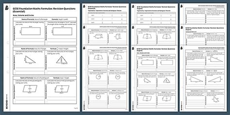 👉 GCSE Foundation Maths Revision Questions: Formulae