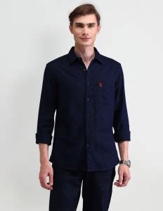 U.S. Polo Assn. Denim Co. Men Solid Casual Blue Shirt - Buy U.S. Polo ...