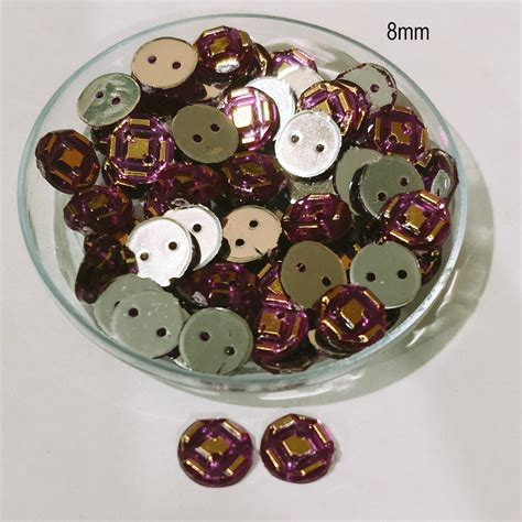 50grams Pack, 8mm Acrylic Rhinestone 2 Hole Sew On Stones Blue Gold De ...