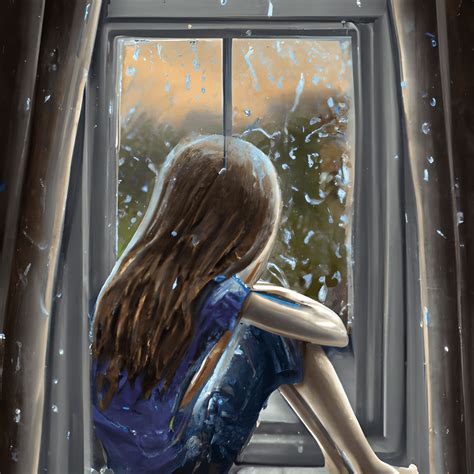 Girl Sitting in the Window Watching the Rain Hyper Realistic · Creative ...