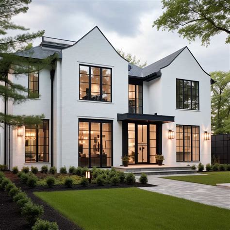 Mastering the Art of White Brick Exteriors with Bold Black Windows ...