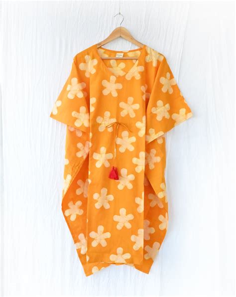 Peela Batik Hand Block Printed Cotton Midi Kaftan - Minor Defect MK45 ...