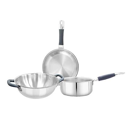 Buy Shri & Sam Triply 3 Pcs Stainless Steel Cookware Set, Kadhai 24 cm ...