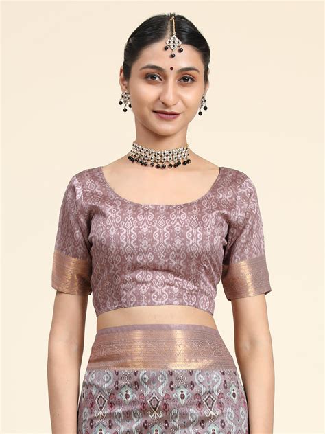 Women's Digital Print Daily Wear Cotton Silk Saree (Grey) – Trendia