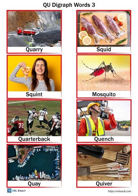 32 free QU words with pictures - ESL Vault