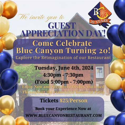 Guest Appreciation Day - Celebrating 20 Years of Blue Canyon!, 8960 ...