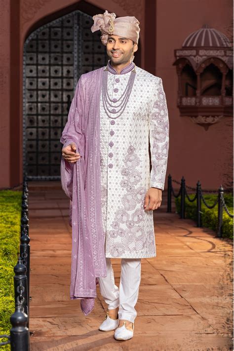 Cream Color Traditional Wear Designer Groom Wear Sherwani For Men ...