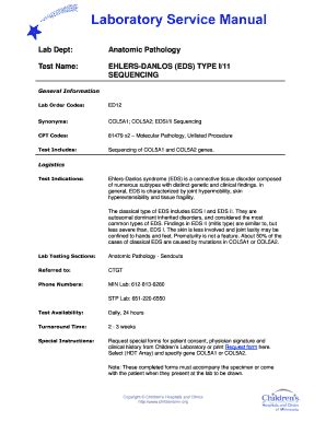Fillable Online childrensmn Ehlers-Danlos (EDS) Type I/II Sequencing ...