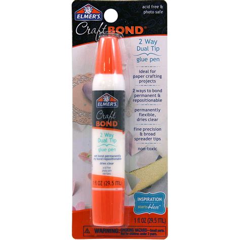 Elmer's E4012 CraftBond Wet and Dry Dual Tip Glue Pen, 1-Ounce, Clear ...