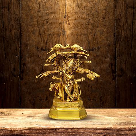 BRASS KRISHNA IDOL UNDER THE KADAMBA TREE