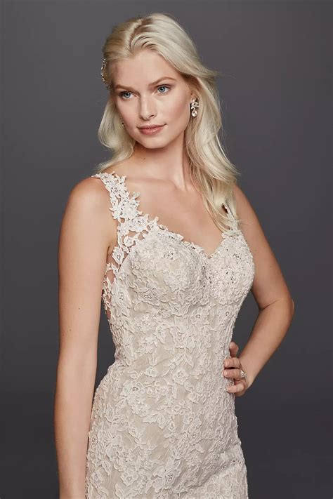 As Is Petite Beaded Venice Scalloped Wedding Dress | David's Bridal