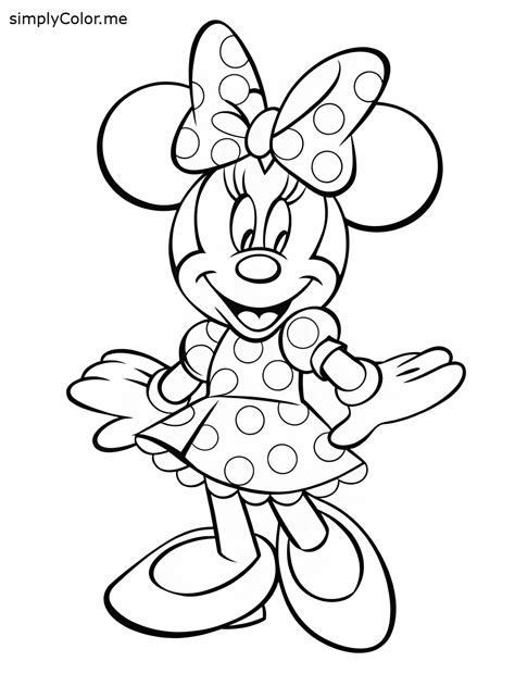 Coloring page minnie mouse, bold and easy | Cute coloring pages, Minnie ...