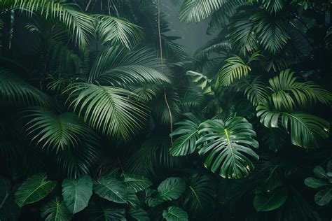 Download the Tropical jungle plants and leaves in the dark background ...