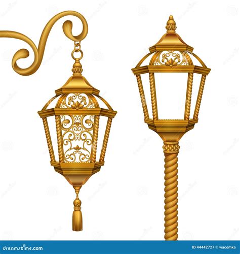 Gold Christmas Lanterns Clip Art Illustration, Vintage Design Elements ...