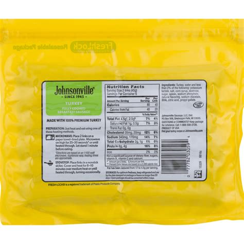 Johnsonville Turkey Sausage Nutritional Info | Besto Blog